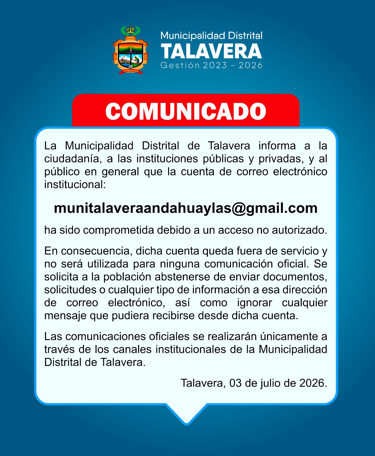 AVISO IMPORTANTE